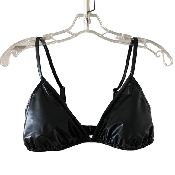 Express Swim Nwt Express Black Faux Leather Bikini Top Sz Med Biker